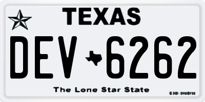 TX license plate DEV6262
