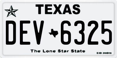 TX license plate DEV6325