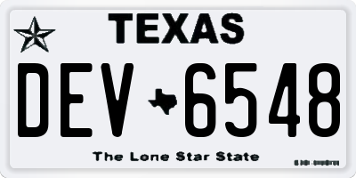 TX license plate DEV6548