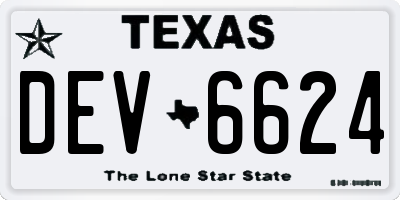TX license plate DEV6624