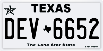 TX license plate DEV6652