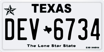 TX license plate DEV6734