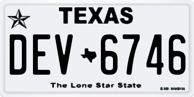 TX license plate DEV6746
