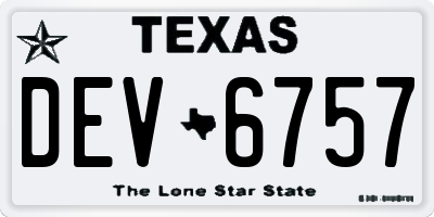 TX license plate DEV6757