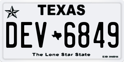 TX license plate DEV6849