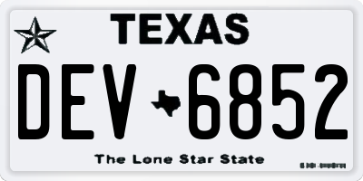 TX license plate DEV6852