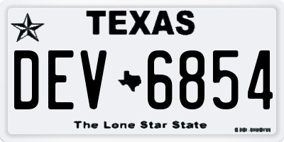TX license plate DEV6854