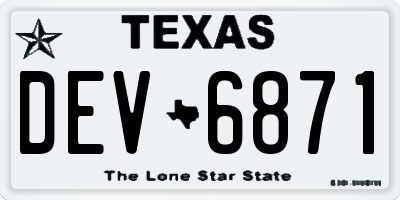 TX license plate DEV6871
