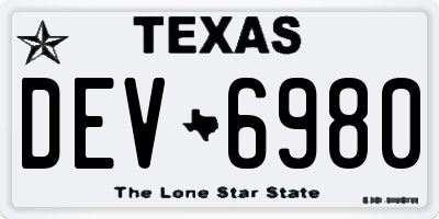 TX license plate DEV6980