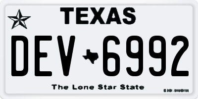 TX license plate DEV6992