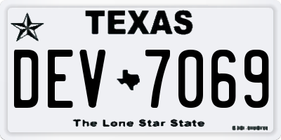 TX license plate DEV7069