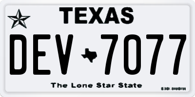 TX license plate DEV7077