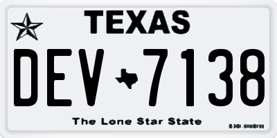 TX license plate DEV7138