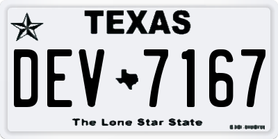TX license plate DEV7167