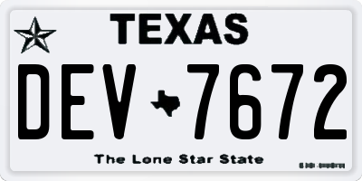 TX license plate DEV7672