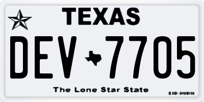 TX license plate DEV7705