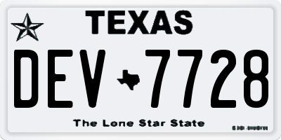 TX license plate DEV7728
