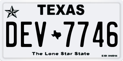 TX license plate DEV7746