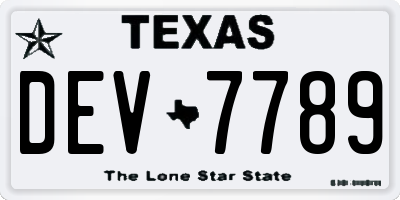 TX license plate DEV7789