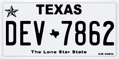 TX license plate DEV7862