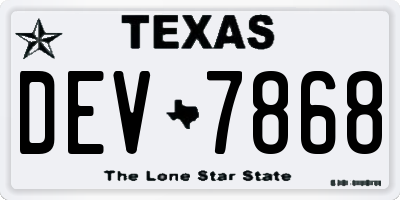 TX license plate DEV7868