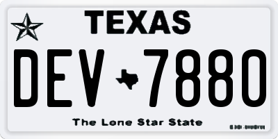 TX license plate DEV7880