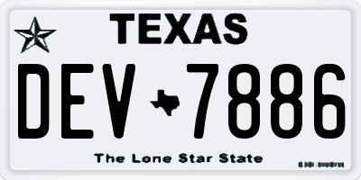 TX license plate DEV7886