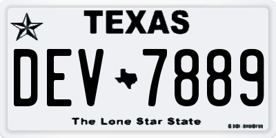 TX license plate DEV7889