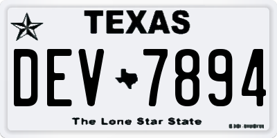 TX license plate DEV7894