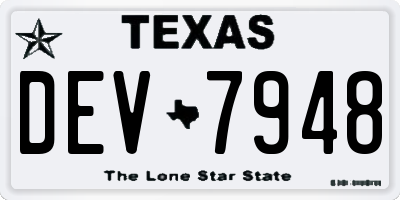 TX license plate DEV7948