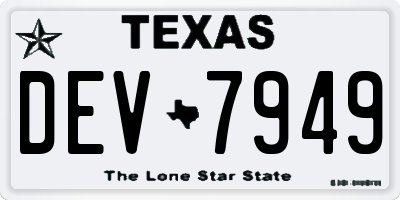 TX license plate DEV7949