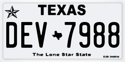 TX license plate DEV7988