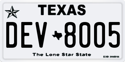 TX license plate DEV8005