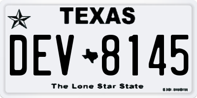 TX license plate DEV8145