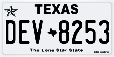 TX license plate DEV8253