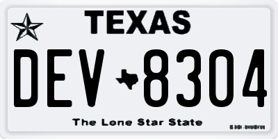 TX license plate DEV8304