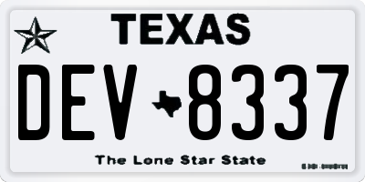TX license plate DEV8337