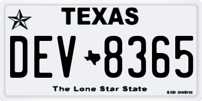 TX license plate DEV8365
