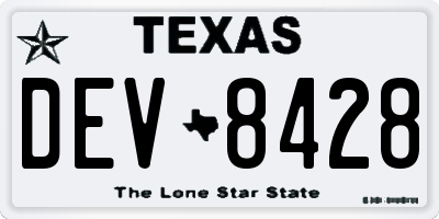 TX license plate DEV8428