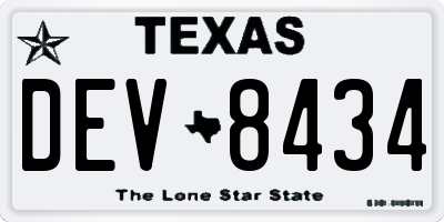 TX license plate DEV8434