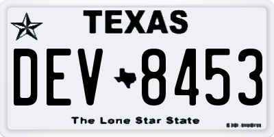 TX license plate DEV8453