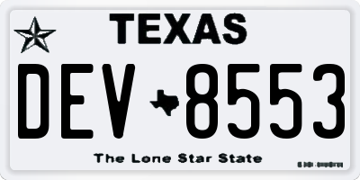 TX license plate DEV8553