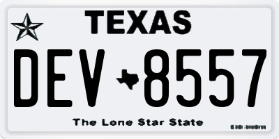TX license plate DEV8557