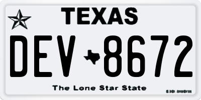 TX license plate DEV8672