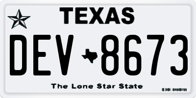 TX license plate DEV8673