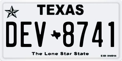 TX license plate DEV8741
