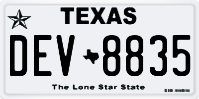 TX license plate DEV8835