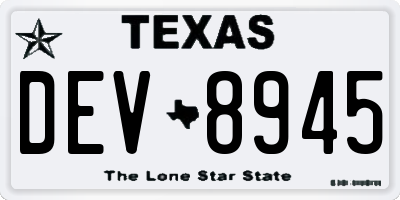 TX license plate DEV8945