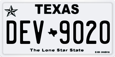 TX license plate DEV9020