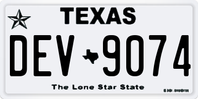 TX license plate DEV9074